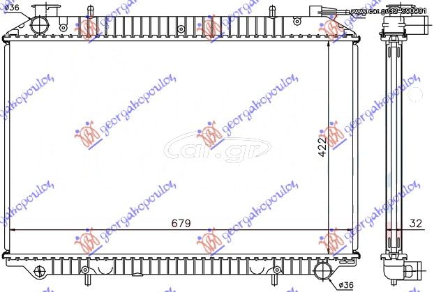 ΨΥΓ 2.0cc 16v & DIESEL(42,3x68,5)ΤΑΠΑ ΣΤΗΝ ΠΛΕΥΡΑ ΤΟΥ ΟΔΗΓΟΥ  για NISSAN VANETTE CARGO (C23) 95-01