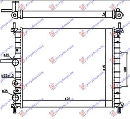 ΨΥΓΕΙΟ ΝΕΡΟΥ 1.6 ΒΕΝΖΙΝΗ +/- A/C (475x415) (VALEO CLASSIC)  για FIAT MULTIPLA 98-04