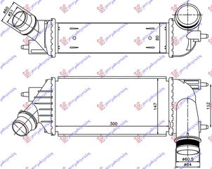 ΨΥΓΕΙΟ INTERCOOLER 2.0 HDi ΠΕΤΡΕΛΑΙΟ 2011- (300x145x80) ΣΦΗΚΤΥΡΑ-ΚΟΥΜΠΩΤΟ  για CITROEN JUMPY 07-16