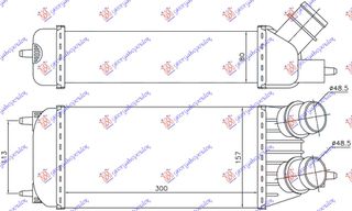 ΨΥΓΕΙΟ INTERCOOLER 1.6 HDi ΠΕΤΡΕΛΑΙΟ (300x155x80)  για CITROEN JUMPY 2007-2016 (VF7)