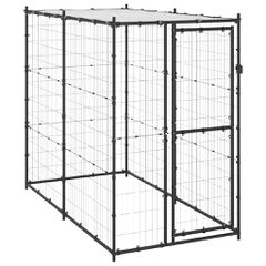 vidaXL Κλουβί Σκύλου Εξ. Χώρου Ατσάλι 110 x 220 x 180 εκ. με Στέγαστρο