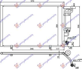 ΨΥΓΕΙΟ A/C 1.25-1.4-1.6 EFi ΒΕΝΖΙΝΗ - 1.5 TDCi ΠΕΤΡΕΛΑΙΟ (520x320x16) ΠΑΡΟΧΕΣ 22/18 ΜΕ ΒΑΛΒΙΔΑ  για FORD FIESTA 13-17