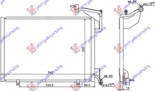 ΨΥΓΕΙΟ A/C 1.0 12v TURBO EcoBoost (540x350x16) ΠΑΡΟΧΕΣ 22/18mm  για FORD FIESTA 13-17