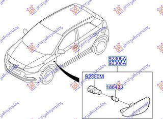 ΦΛΑΣ ΦΤΕΡΟΥ (Γ) ΑΡΙΣΤΕΡΗ ΠΛΕΥΡΑ για HYUNDAI i20 (H/B) 14-18