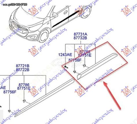 ΦΑΣΑ ΠΟΡΤΑΣ ΠΙΣΩ (Γ) ΑΡΙΣΤΕΡΗ ΠΛΕΥΡΑ για HYUNDAI i10 10-13