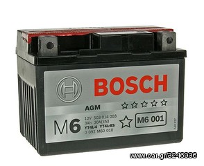 ΛΥΡΗΣ BOSCH YT4L-BS, YTX4L-BS, 12V, 3Ah/30A(EN), ΔΕΞ(+), M6-AGM, 0092M60010 