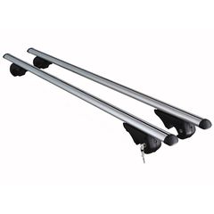 Μπάρες Οροφής Αλουμινίου Universal 135cm Railing System Σετ Με Πόδια Και Κλειδαριά Ασημί 28008 2 Τεμάχια