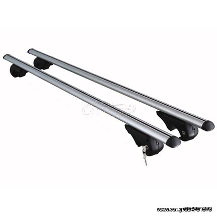 Μπάρες Οροφής Αλουμινίου Universal 135cm Railing System Σετ Με Πόδια Και Κλειδαριά Ασημί 28008 2 Τεμάχια