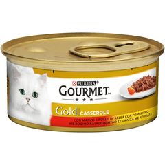 Υγρή Τροφή για Ενήλικες Γάτες Purina Gourmet Gold Double Pleasure Casserole  με Βοδινό και Κοτόπουλο σε Σάλτσα Ντομάτας 85 gr