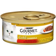 Υγρή Τροφή για Ενήλικες Γάτες Purina Gourmet Gold Double Pleasure Casserole με Βοδινό και Κοτόπουλο σε Σάλτσα Ντομάτας 85 gr