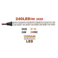 Ταινία LED 5m 24VDC 24W/m 240LED/m Λευκό IP20 (OSRAM LED) (5 TMX) 30-3424241 Adeleq