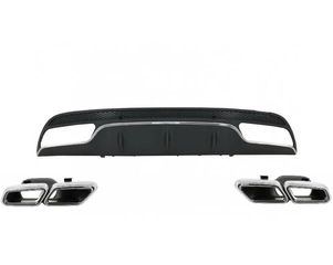 Diffuser πίσω προφυλακτήρα για Mercedes C-class W205 (2014+) - AMG look - με μπούκες