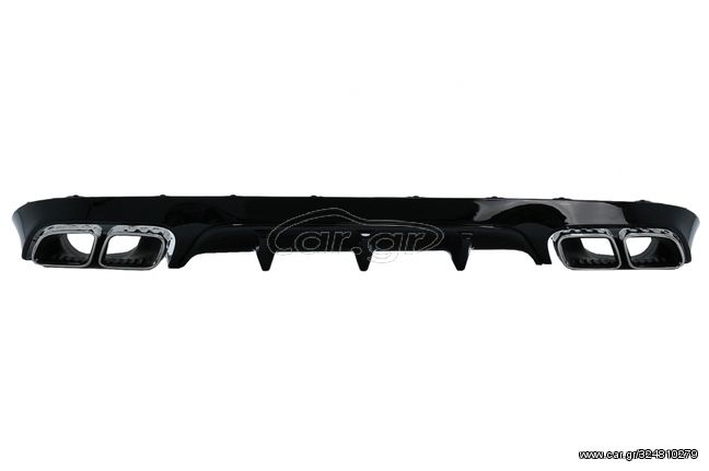 Rear Diffuser with Exhaust Tips suitable for Mercedes E-Class C238 A238 AMG Sport Line Coupe Cabrio (2016-2019) E63 Design Silver Edition