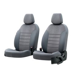 Καλύμματα καθισμάτων London Design γκρι ανάγλυφο ύφασμα-τεχνόδερμα συμβατά με Peugeot 3008 ΙΙ 8τμχ