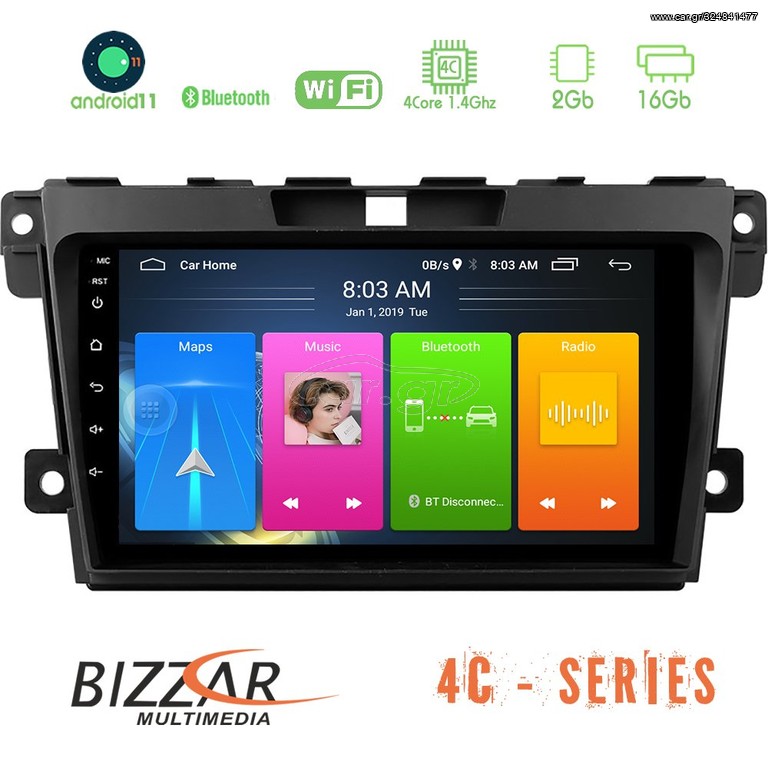 Bizzar Mazda CX-7 2007-2011 4core Android11 2+16GB Navigation Multimedia Tablet 9″