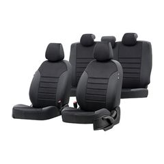 Καλύμματα καθισμάτων Milano Design μαύρο σουέτ-τεχνόδερμα συμβατά με Nissan Navara D23 12τμχ