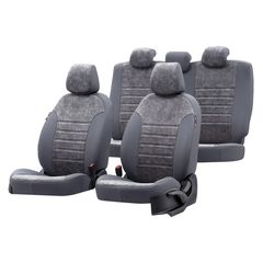 Καλύμματα καθισμάτων Milano Design γκρι σουέτ-τεχνόδερμα συμβατά με Nissan Navara D23 12τμχ