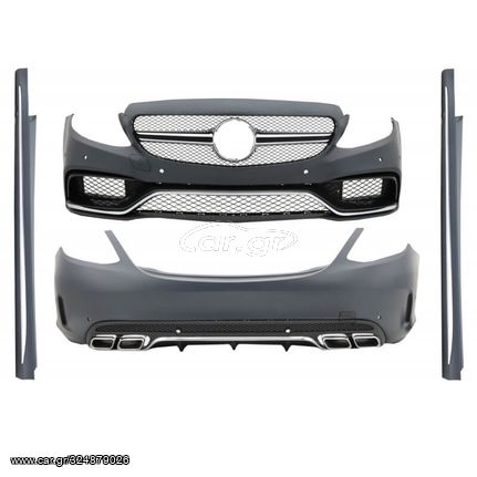 Body Kit Για Mercedes-Benz C-Class W205 14-18 Sedan Amg C63 Look Με Μάσκα & Μπούκες eautoshop gr