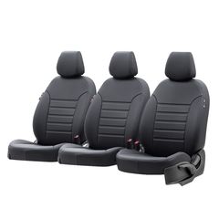 Καλύμματα καθισμάτων για Peugeot Partner Tepee III Istanbul Design μαύρο διάτρητο τεχνόδερμα 10τμχ