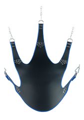 Leather sling with blue piping - 5 points - Black Blue