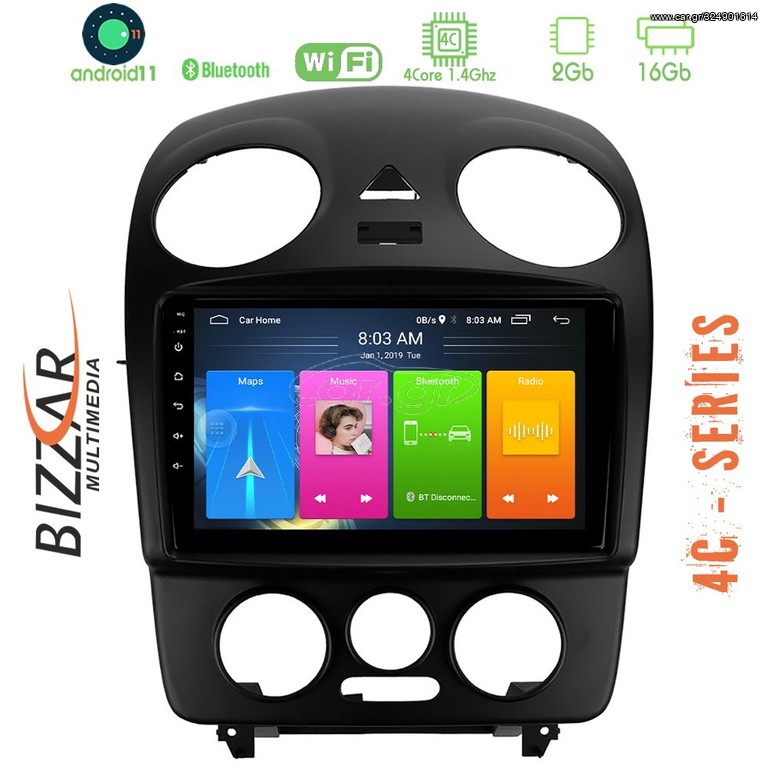 Bizzar VW Beetle 4core Android11 2+16GB Navigation Multimedia Tablet 9″