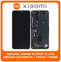 Γνήσια Original Xiaomi Mi Note 10 Lite (M2002F4LG, M1910F4G) AMOLED LCD Display Screen Assembly Οθόνη + Touch Screen Digitizer Μηχανισμός Αφής + Frame Bezel Πλαίσιο Σασί  Black Μαύρο 56000040F4L00 (Se