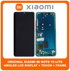 Γνήσια Original Xiaomi Mi Note 10 Lite (M2002F4LG, M1910F4G) AMOLED LCD Display Screen Assembly Οθόνη + Touch Screen Digitizer Μηχανισμός Αφής + Frame Bezel Πλαίσιο Σασί  Green Πράσινο (Service Pack B