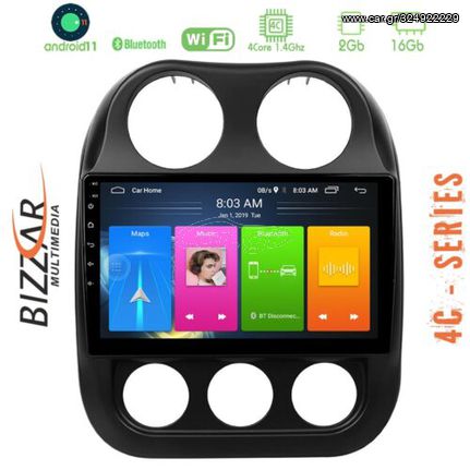 Bizzar Jeep Compass 2012-2016 4core Android 11 2+16GB Navigation Multimedia Tablet 9″