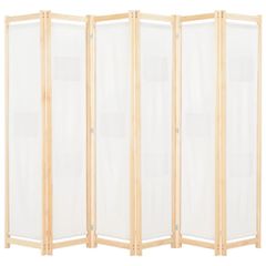 Διαχωριστικό Δωματίου με 6 Πάνελ Κρεμ 240x170x4 εκ. Υφασμάτινο 248174