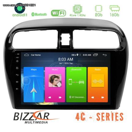 Bizzar Mitsubishi Space Star 2013-2016 4core Android 11 2+16GB Navigation Multimedia Tablet 9″