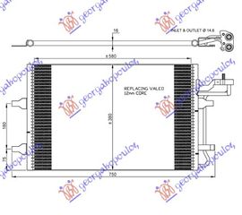 ΨΥΓΕΙΟ A/C ΒΕΝ/ΠΕΤΡ. (63x38) ΡΑΚΟΡ 14.4M  για VOLVO C30 07-10