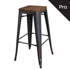 RELIX Wood Σκαμπό Bar-Pro, Στοιβαζόμενο, Μέταλλο Βαφή Antique Black,Κάθισμα Dark Oak Ε5190W,10 Μαύρο/Καρυδί από Μέταλλο/Ξύλο  43x43 H.76cm  1τμχ