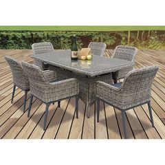 HAVANA Set Τραπεζαρία Κήπου ALU,Wicker Grey Brown-Ανθρακί: Τραπέζι 160x90 + 6 Πολυθρόνες Ε652,S1 Καφέ Γκρι από Αλουμίνιο/Wicker  Table:160x90x75 Chair:64x65x85  1τμχ