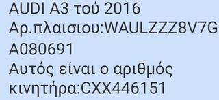 ΤΡΟΠΕΤΟ ΕΜΠΡΟΣ AUDI A3 2016 DIESEL 