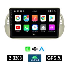 KIROSIWA 2+32GB FIAT 500 (2008 - 2015) Android οθόνη αυτοκίνητου 2GB με GPS WI-FI (ηχοσύστημα αφής 9" ιντσών OEM Youtube Playstore MP3 USB Radio Bluetooth Mirrorlink εργοστασιακή 4x60W άσπρο) WH-4349