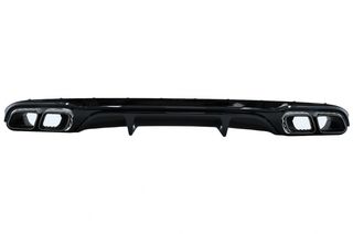 Rear Bumper Diffuser with Black Exhaust Muffler Tips suitable for Mercedes E-Class W213 S213 Standard (2016-2020) E63 Design