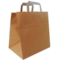 Τσάντα χάρτινη κράφτ με χερούλι πλακέ διαστάσεων 26+14x30cm | MP-10-3403