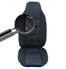 Κάλυμμα Καθύσματος Φορτηγού Δερμάτινο για Volvo Daf Man Scania Mercedes Μαύρο με Μπλέ ραφές