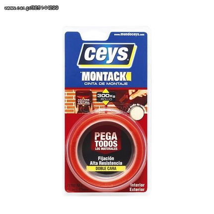 Ταινία Διπλής Όψεως Ceys Montack Total Grip 19mm x 2,5m 1 Τεμάχιο