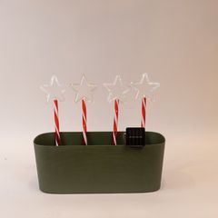 36 mini led 4 πλαστικές πινακίδες με αστέρι σε θερμό λευκό φως με ηλιακό συλλέκτη, αισθητήρα & 8 προγράμματα