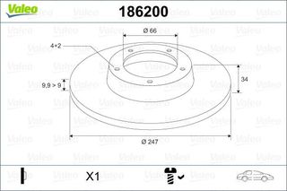 Δισκόπλακα VALEO 186200 για Citroen C15 1100cc 60ps 1988 1996