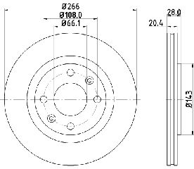 Δισκόπλακα HELLA PAGID 8DD355102051 για Citroen Berlingo Van 1600cc 16Valves 109ps 2000 2008