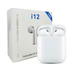 i12 tws Touch Earbud Bluetooth Handsfree Ακουστικά με Θήκη Φόρτισης Λευκά