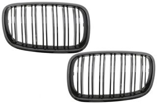 Front Kidney Grilles suitable for BMW X5 E70/ X6 E71 (2007-2014) Double Stripe M Design Piano Black