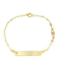 Παιδική χρυσή ταυτότητα Κ9 με ροζ ματάκι και quartz 1351012