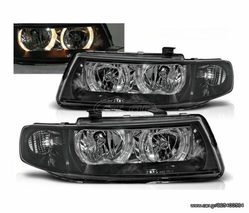 Μπροστινά Φανάρια Σετ Angel Eyes Seat Leon / Toledo Τύπου 1M (1999 - 2005) Μαύρο eautoshop gr
