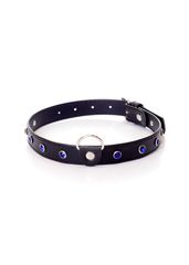 Fetish Collar - 2 cm navy blue crystal-thumb-3