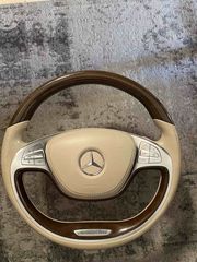 Mercedes γνήσιο τιμονι+αεροσακος μπεζ δερμα nappa σε αριστη κατασταση για w164-x164-w219-r230-w216-w222