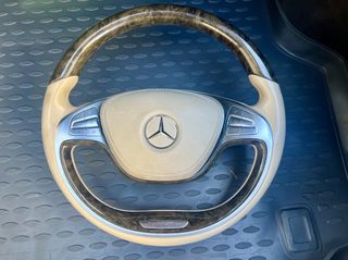 Mercedes γνήσιο τιμονι+αεροσακος μπεζ δερμα nappa σε αριστη κατασταση για w164-x164-w219-r230-w216-w222