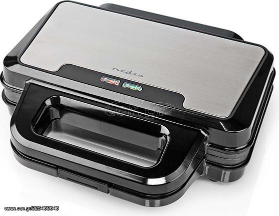 Nedis KASG100FBk Sandwich Maker 900W 26.8x14.5cm Aluminium And PLASTIC